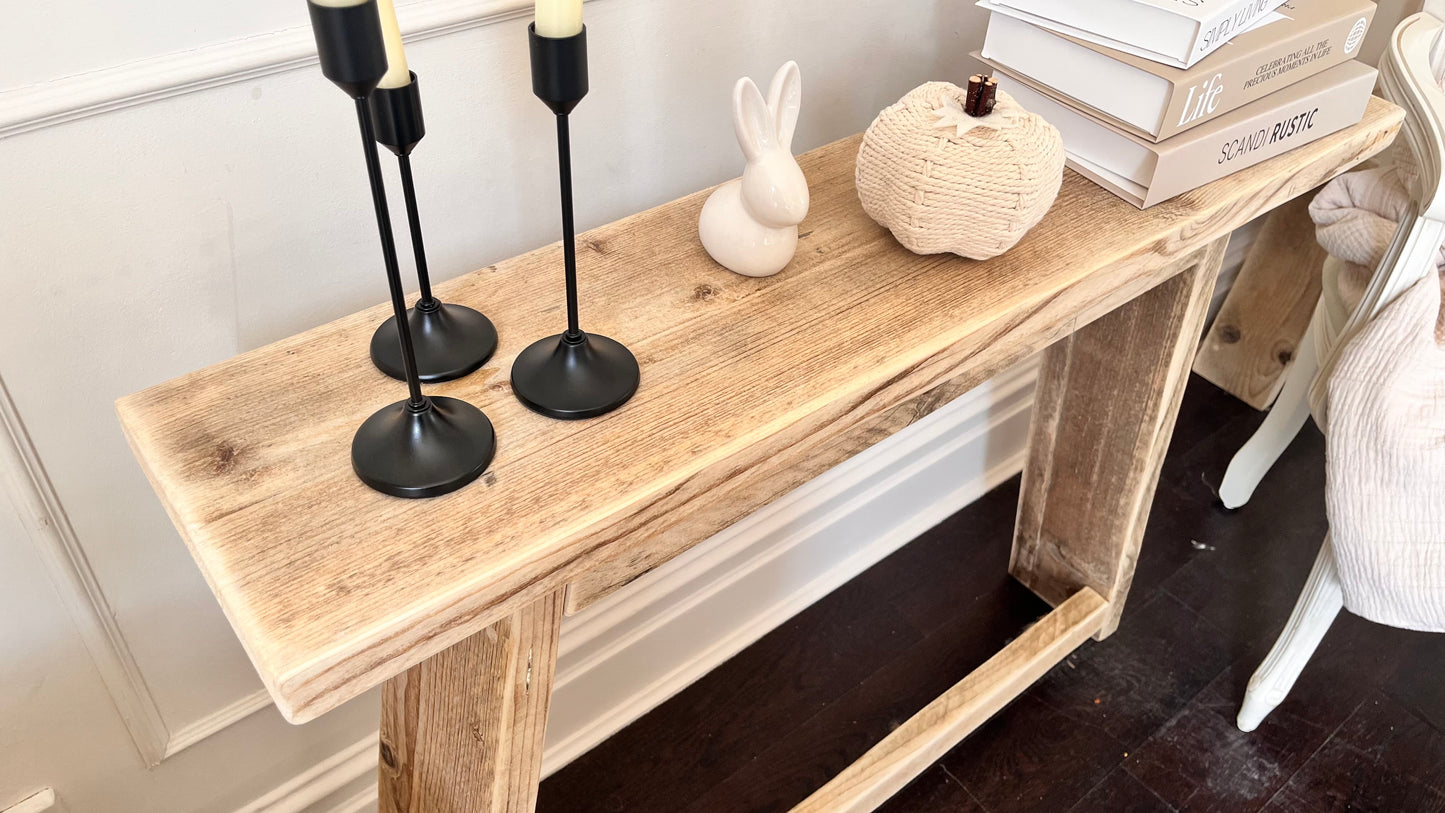 Top view of a wooden console table
